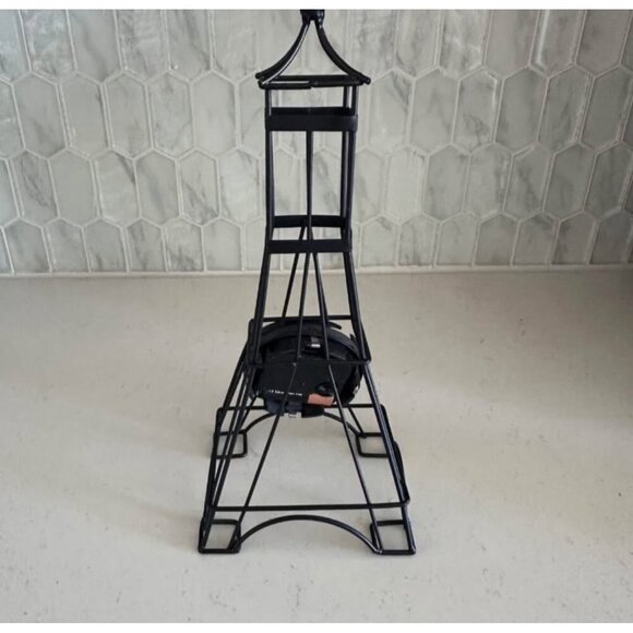 Eiffel Tower Shaped Metal Clock 11" Black Stand With White Dial - Picture 2 of 8
